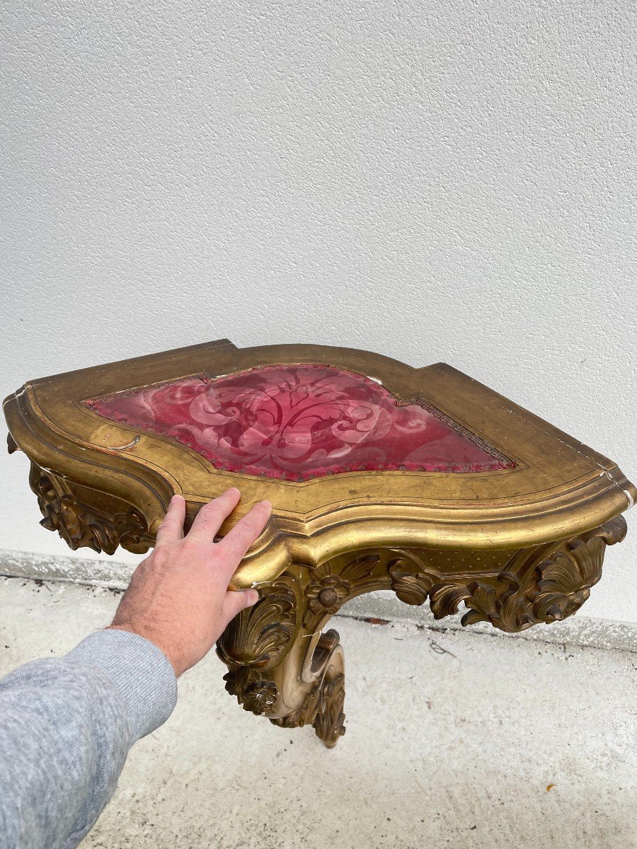 Louis XV Console In Gilt Wood Corner 19th Century-photo-2