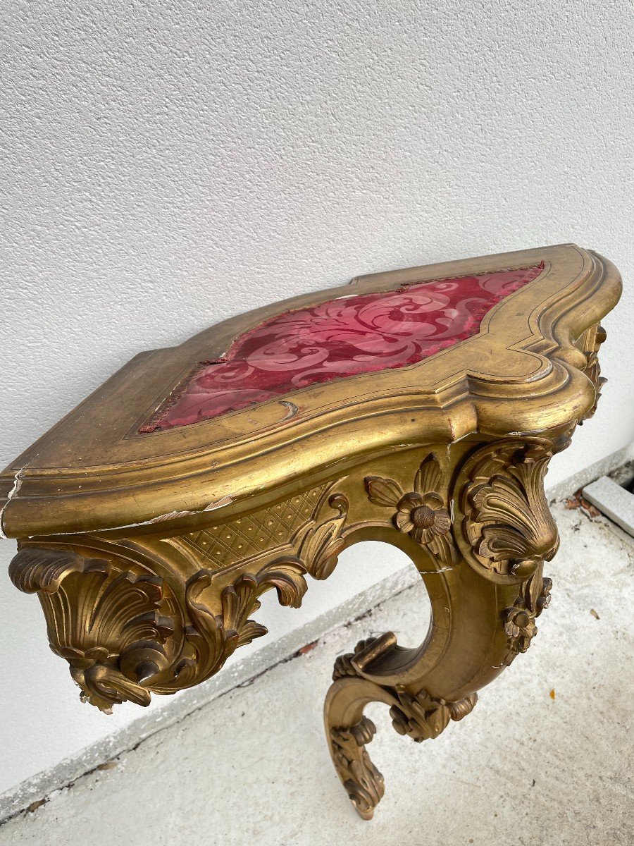 Louis XV Console In Gilt Wood Corner 19th Century-photo-3