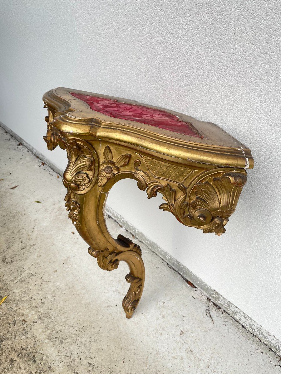 Louis XV Console In Gilt Wood Corner 19th Century-photo-4