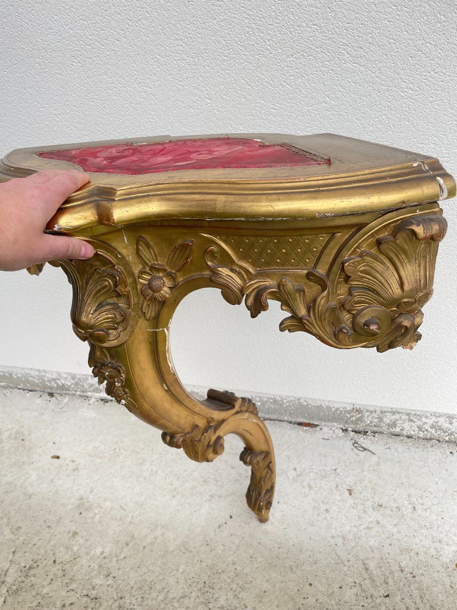 Louis XV Console In Gilt Wood Corner 19th Century-photo-1