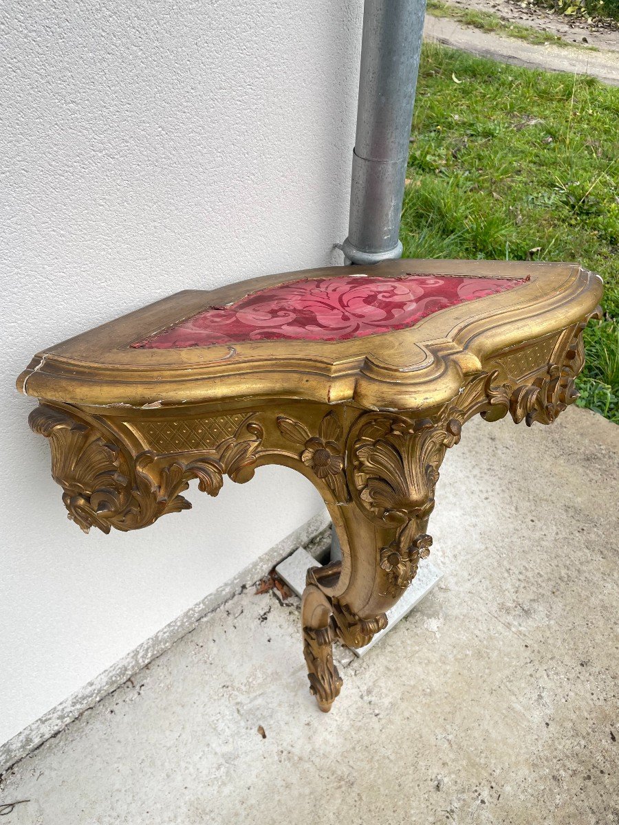 Louis XV Console In Gilt Wood Corner 19th Century-photo-2