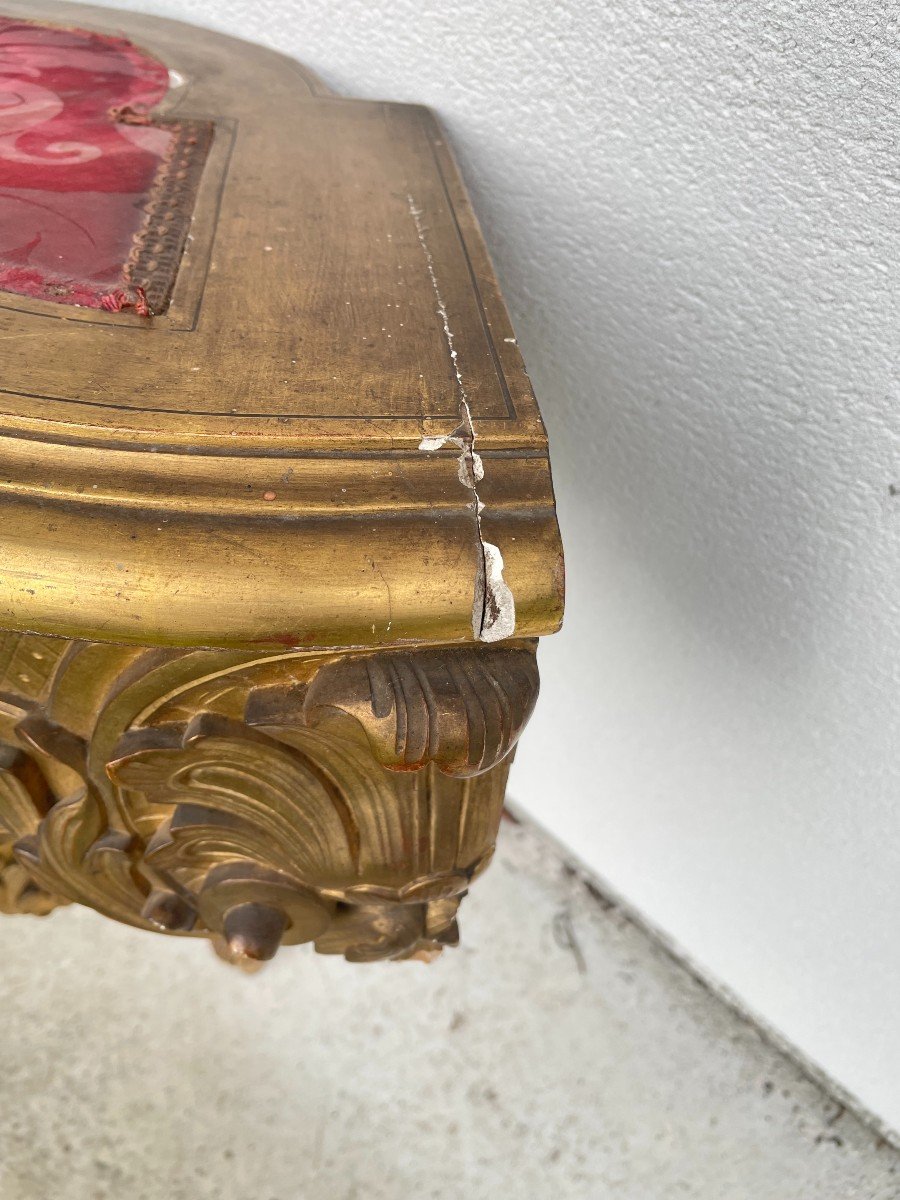 Louis XV Console In Gilt Wood Corner 19th Century-photo-4