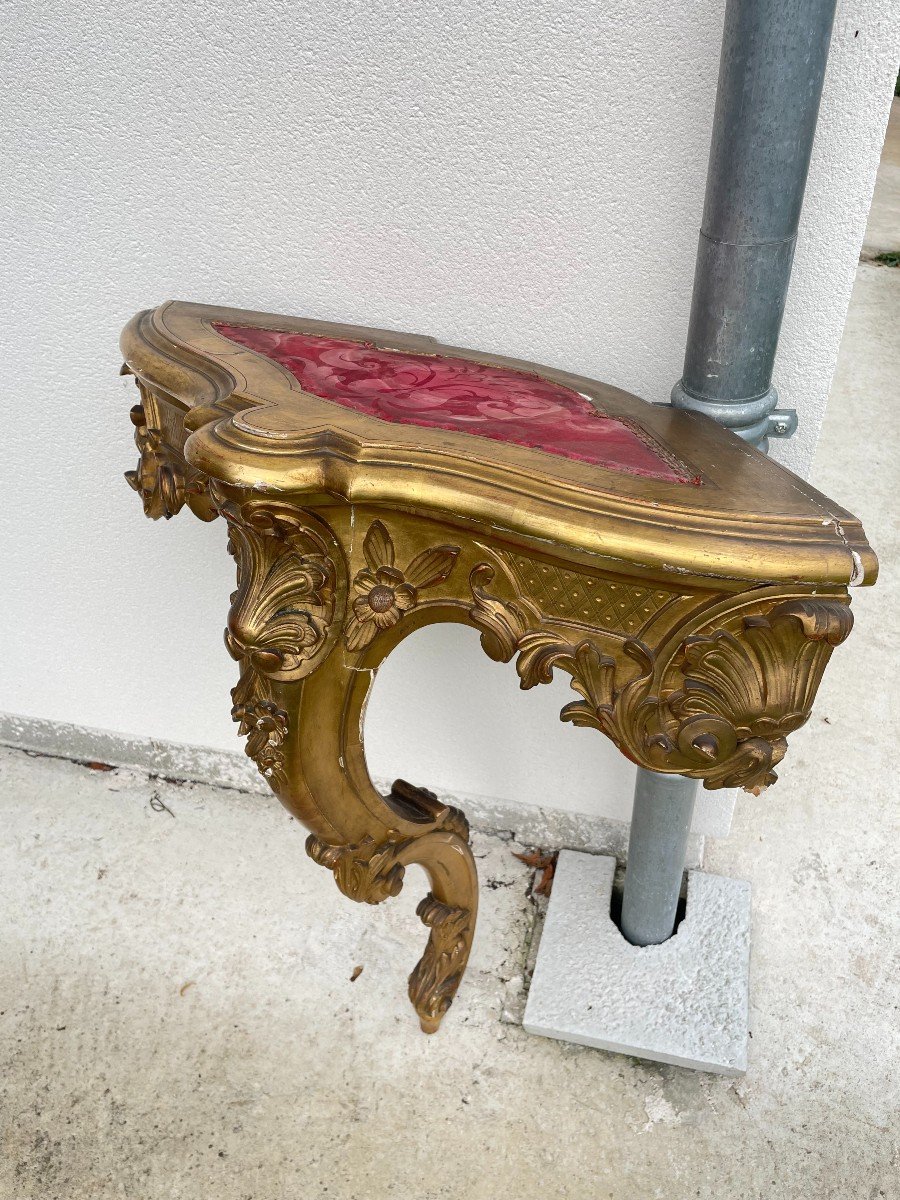 Louis XV Console In Gilt Wood Corner 19th Century-photo-8