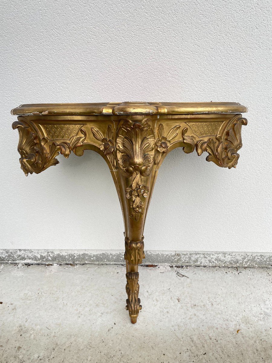 Louis XV Console In Gilt Wood Corner 19th Century