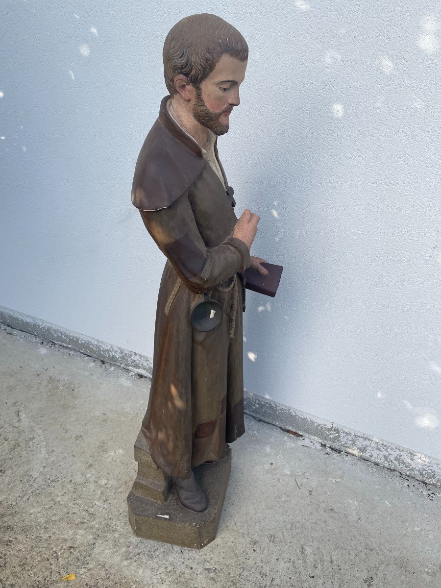 SAINT BENOIT- JOSEPH LABRE STATUE EN PAPIER MACHE XIX SIECLE-photo-3