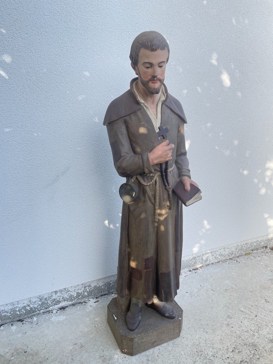 SAINT BENOIT- JOSEPH LABRE STATUE EN PAPIER MACHE XIX SIECLE-photo-4