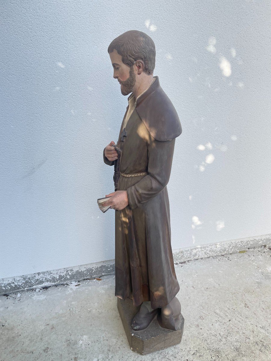 SAINT BENOIT- JOSEPH LABRE STATUE EN PAPIER MACHE XIX SIECLE-photo-2