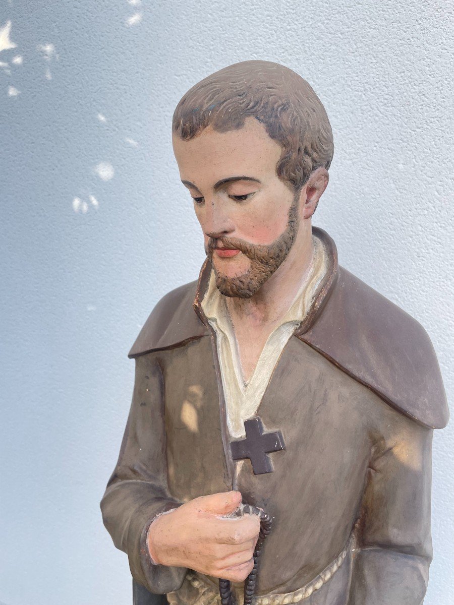 SAINT BENOIT- JOSEPH LABRE STATUE EN PAPIER MACHE XIX SIECLE-photo-5