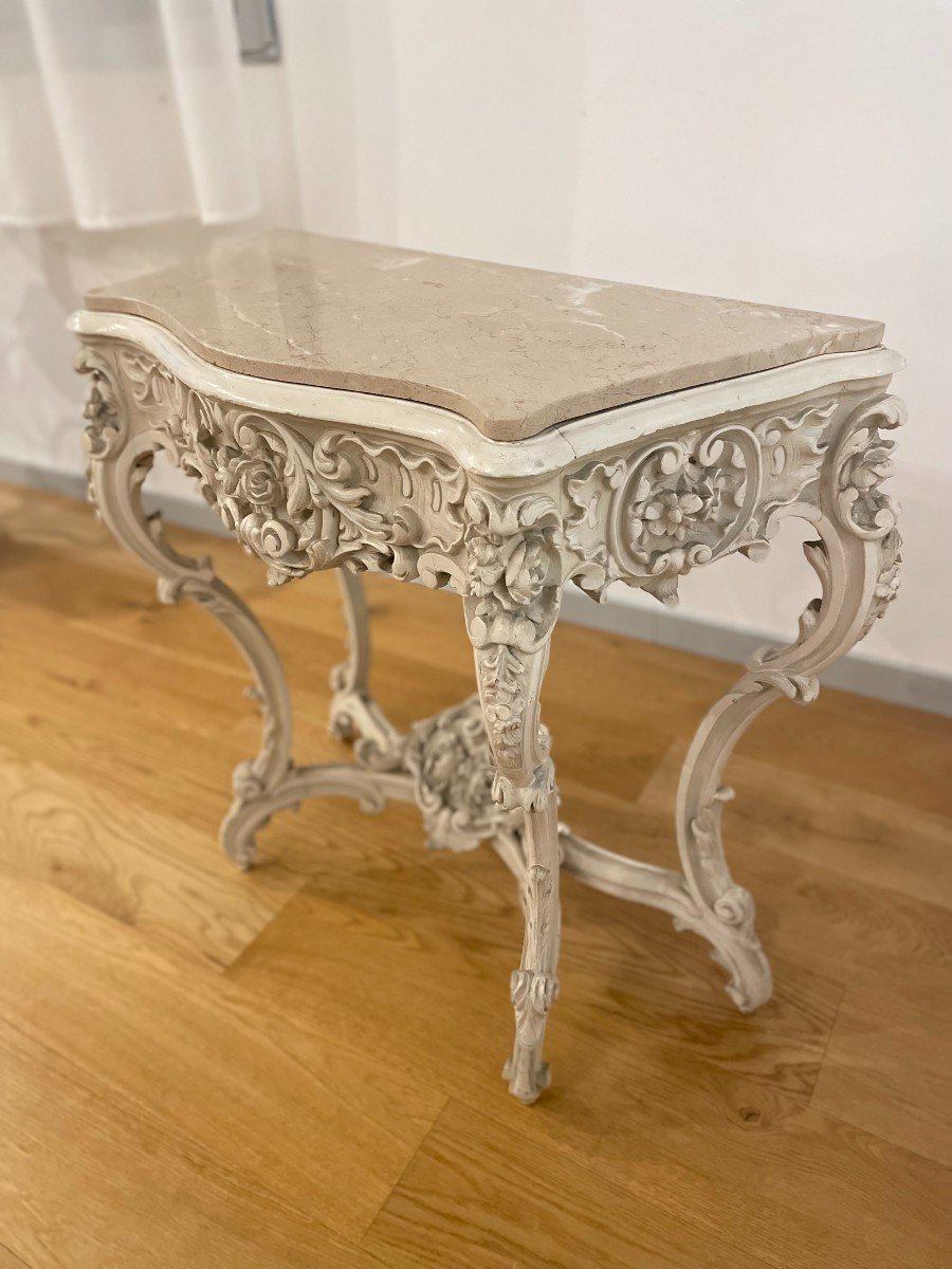 CONSOLE DE STYLE LOUIS XV EN BOIS LAQUE-photo-4