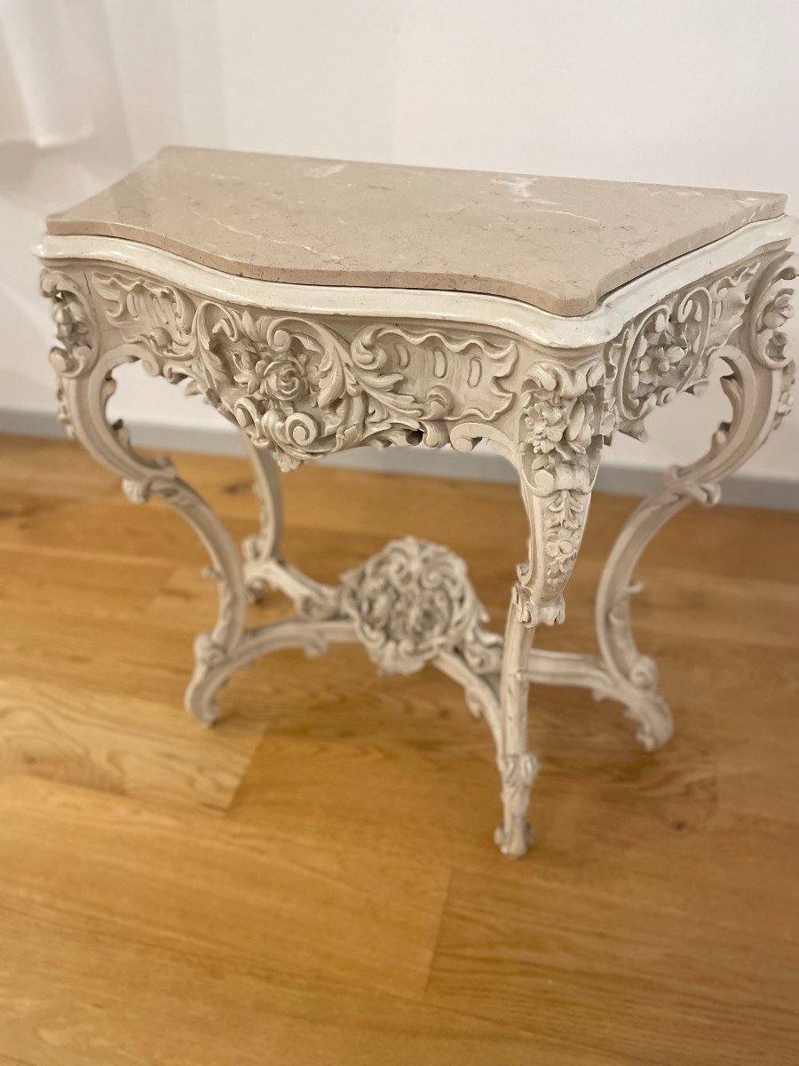 CONSOLE DE STYLE LOUIS XV EN BOIS LAQUE-photo-4