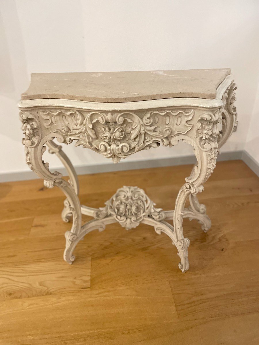 CONSOLE DE STYLE LOUIS XV EN BOIS LAQUE-photo-5