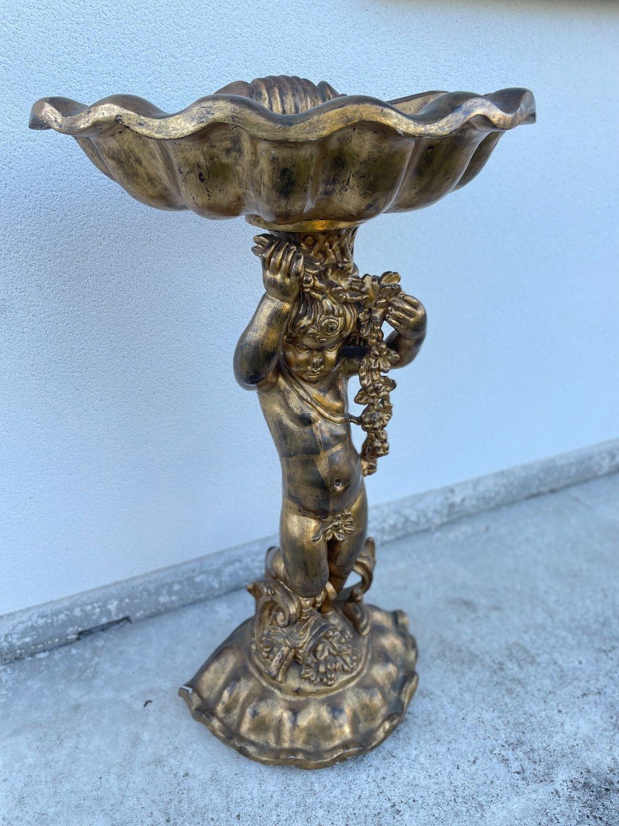 Carved And Gilt Wooden Planter-photo-3