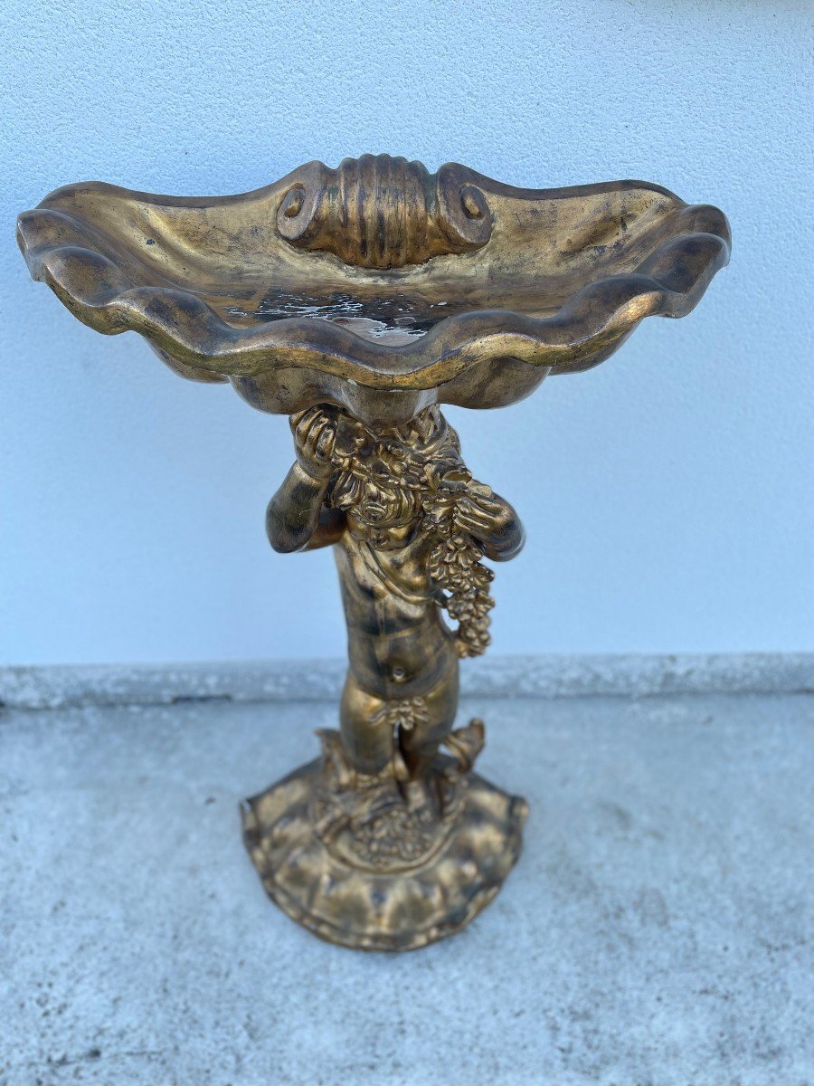 Carved And Gilt Wooden Planter-photo-4