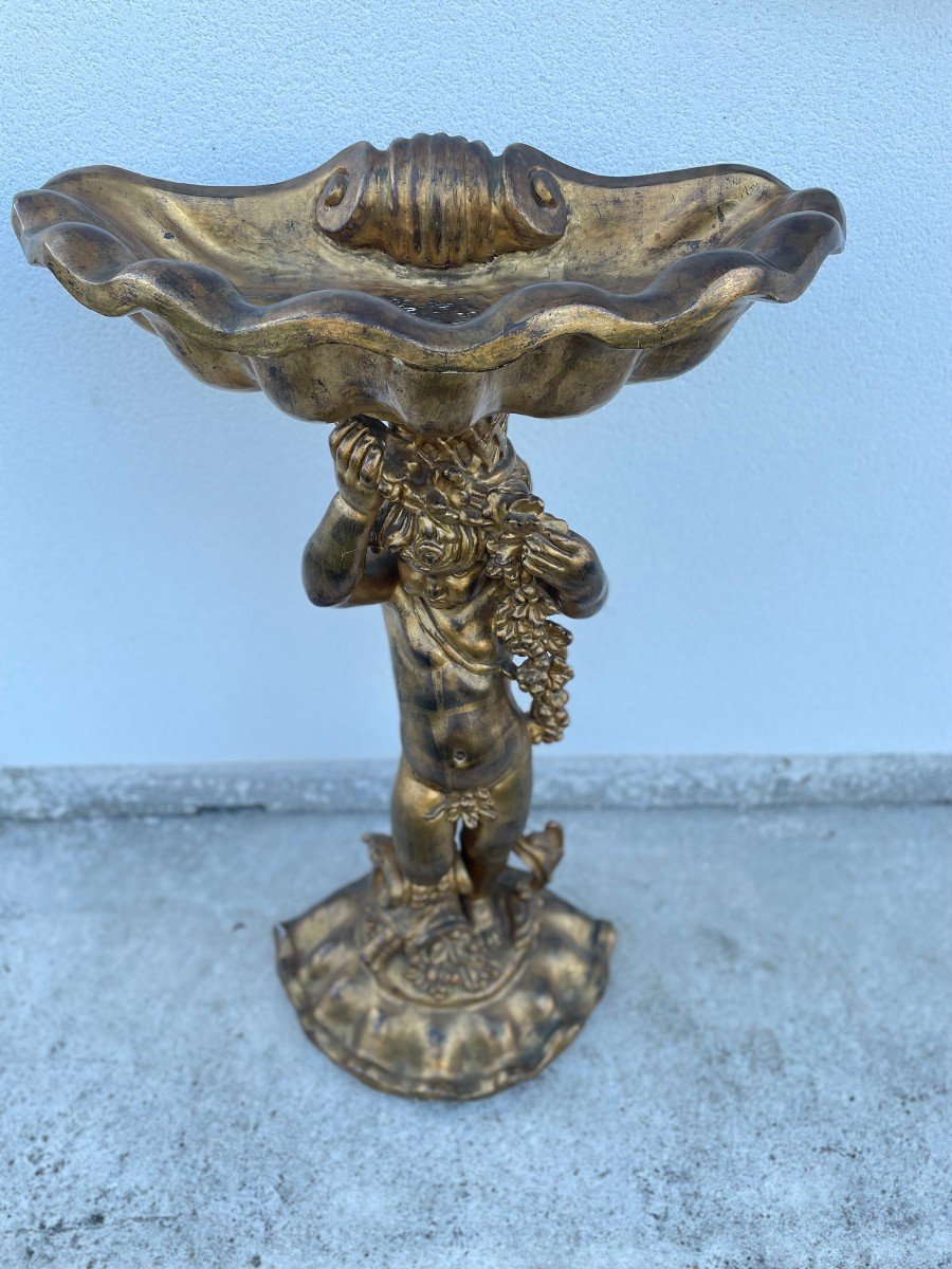 Carved And Gilt Wooden Planter-photo-1