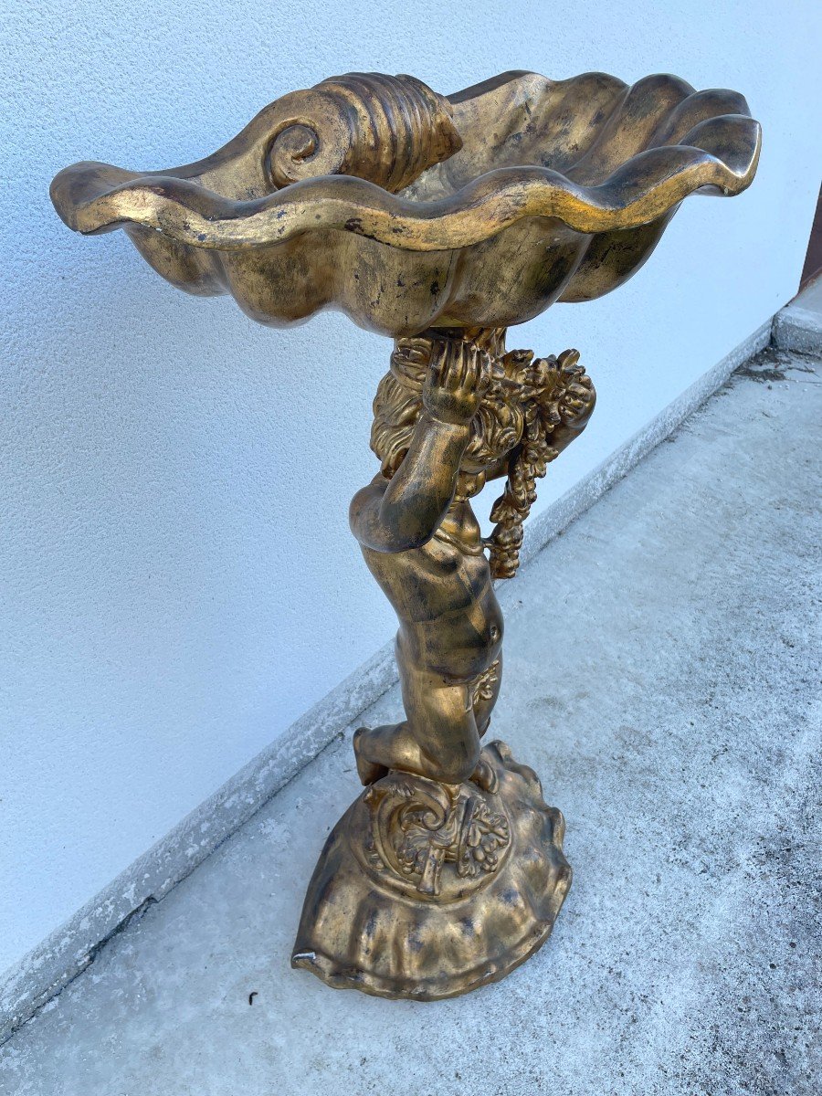 Carved And Gilt Wooden Planter-photo-3