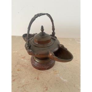 19th Century Bronze And Marble Oil Lamp