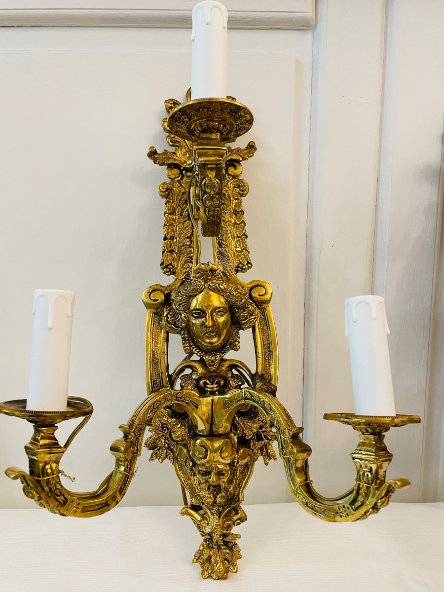 Pair Of Bronze Sconces  Louis XIV Style -photo-4