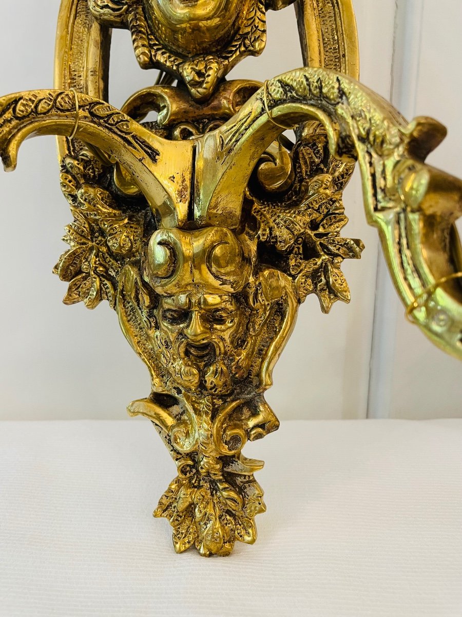 Pair Of Bronze Sconces  Louis XIV Style -photo-4