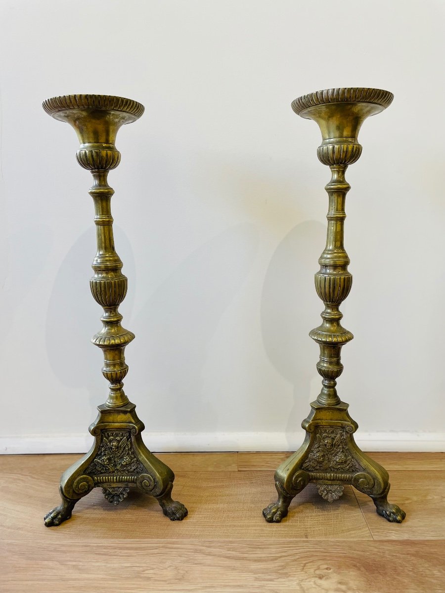 Pair Of Candlesticks End XVIII Eme-photo-2