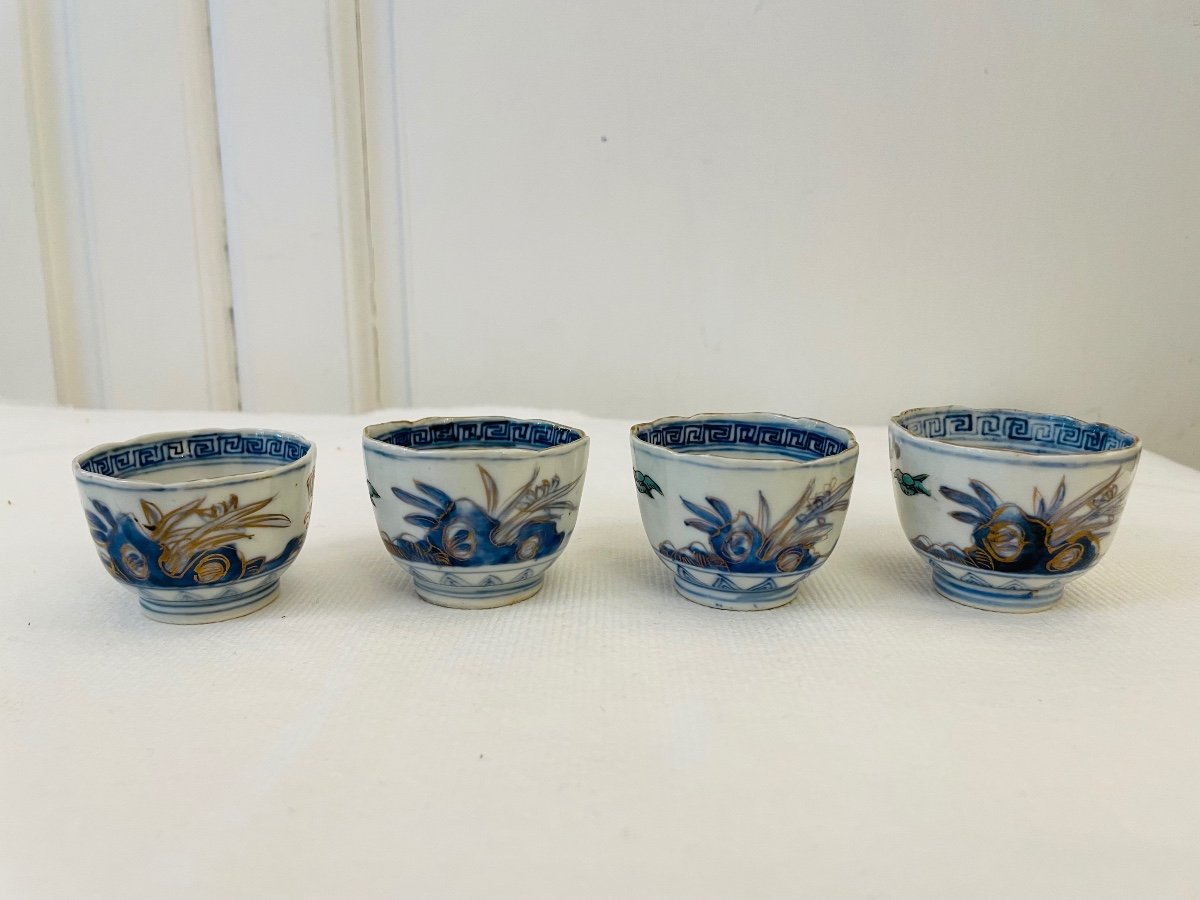 4 Small Blue Imari Cups 18th -photo-2