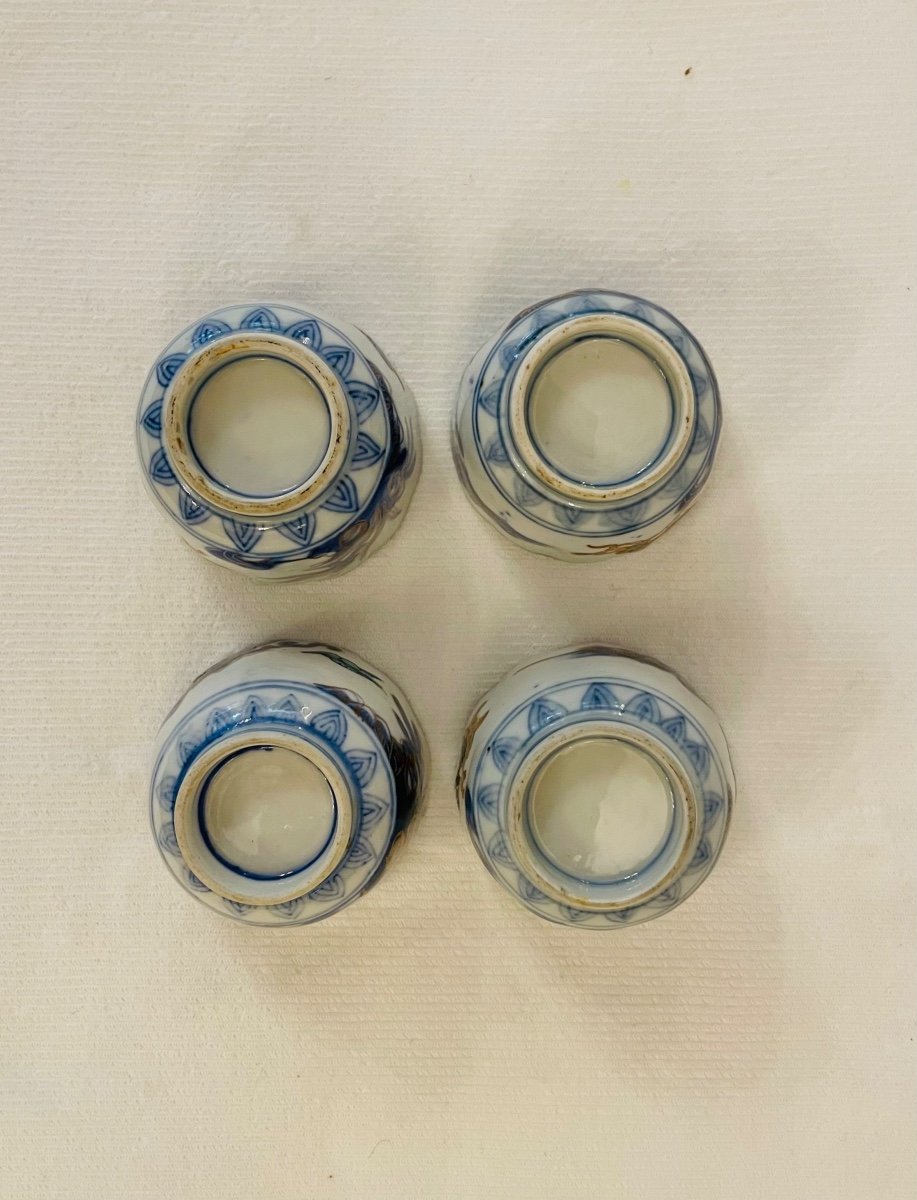 4 Small Blue Imari Cups 18th -photo-2