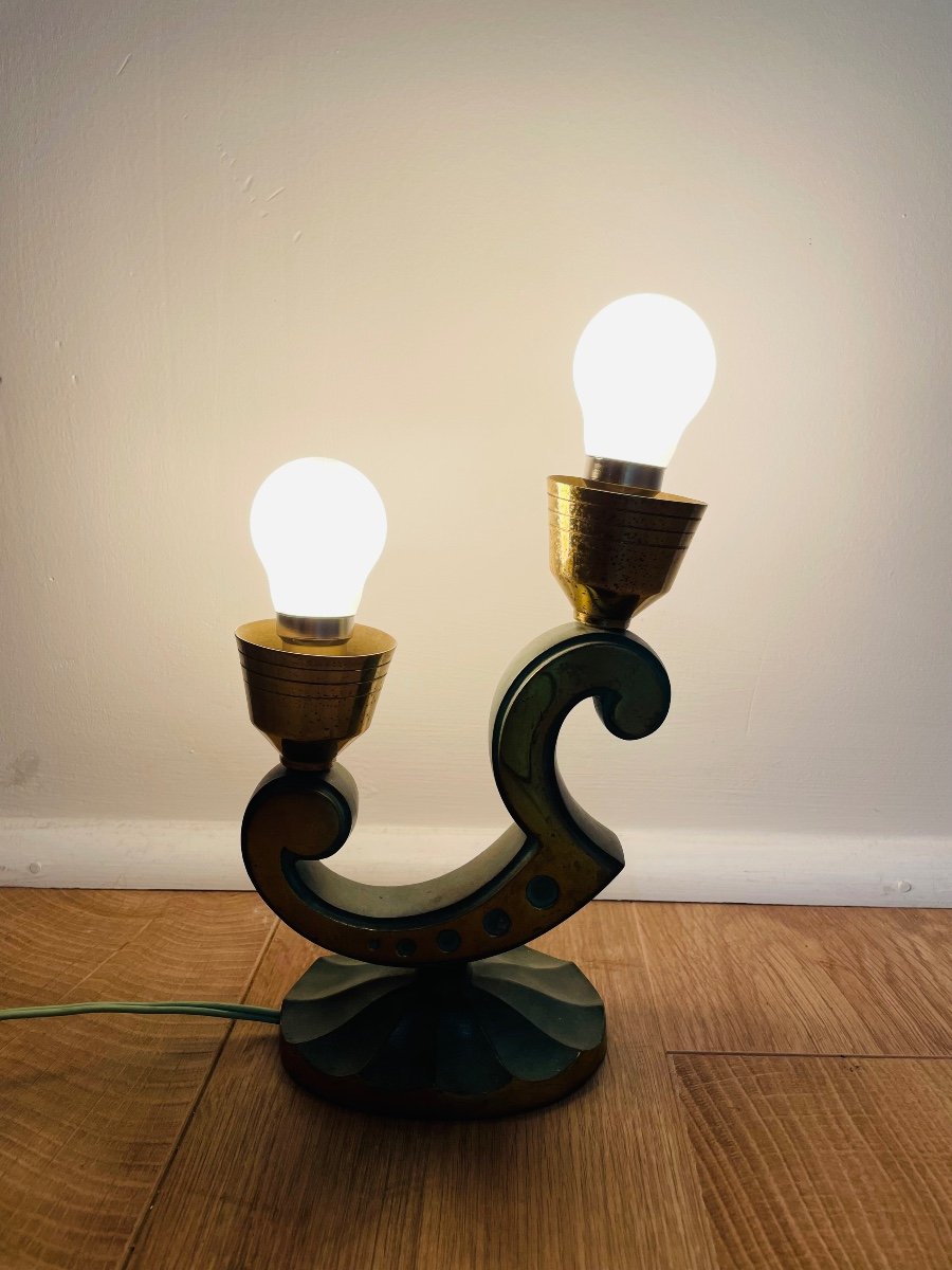 Lampe En Bronze Par Marcel Guillemard, France-photo-3