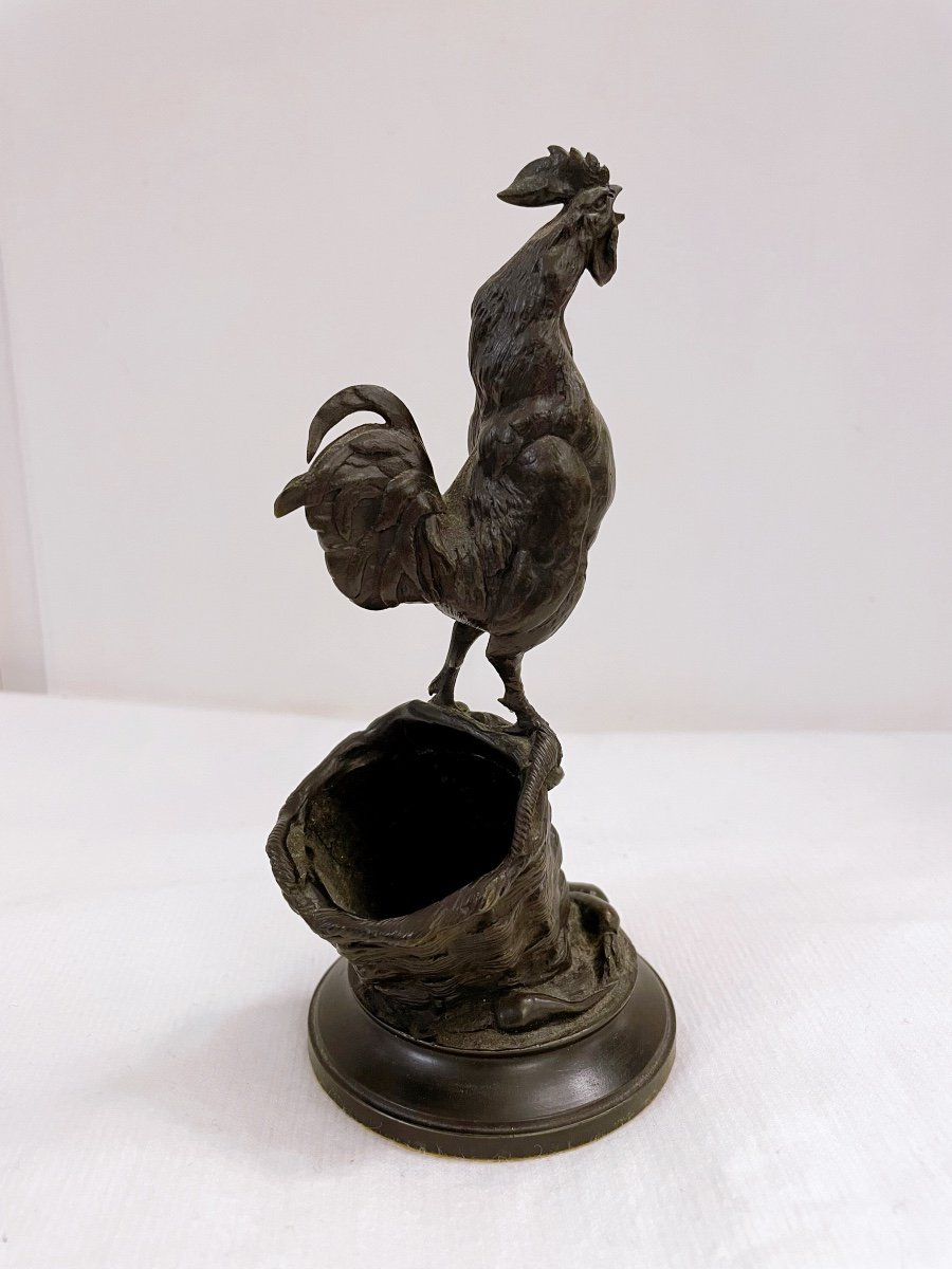 Auguste Cain Rooster Raised On A Basket 19th Century-photo-3