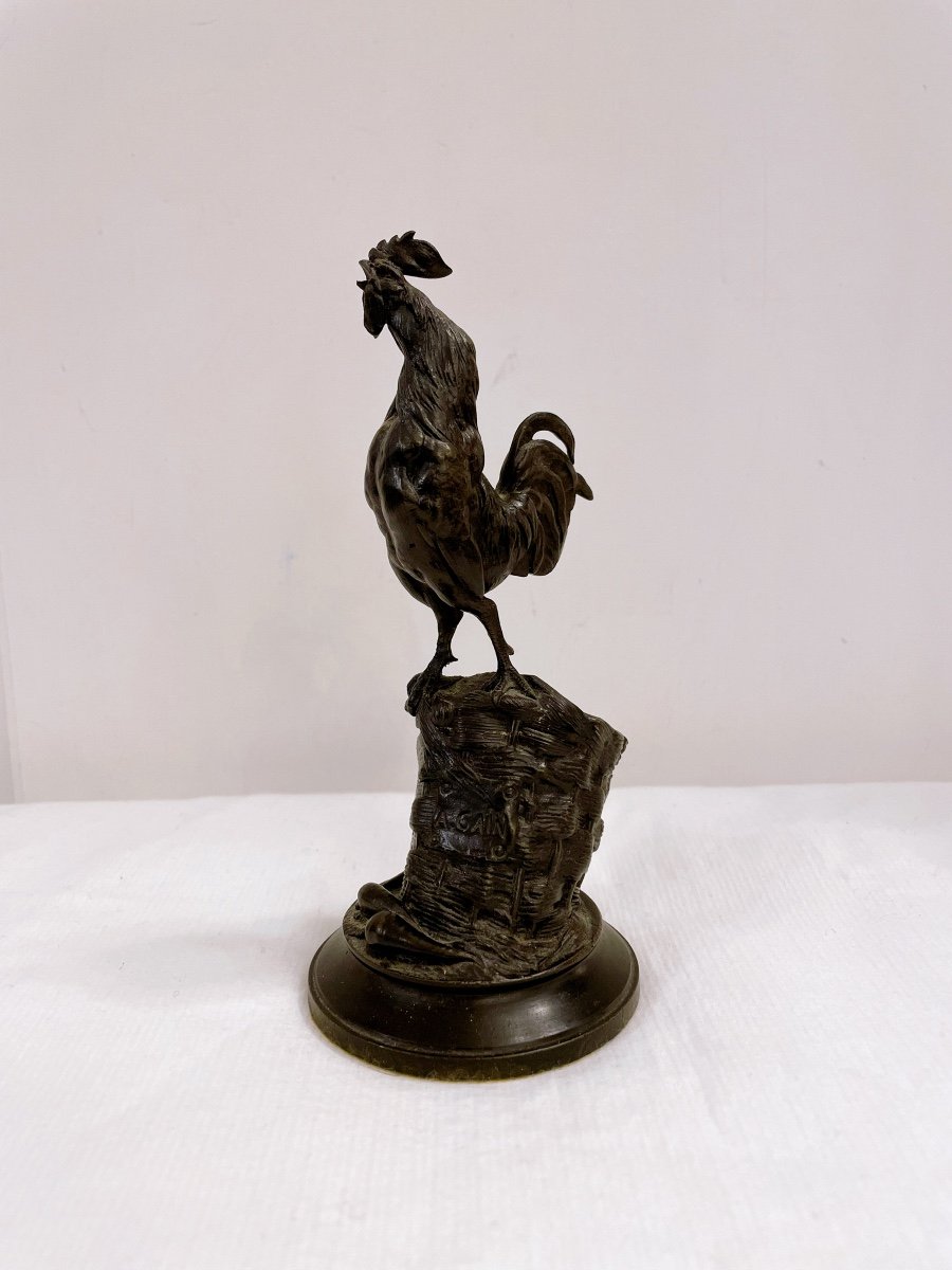 Auguste Cain Rooster Raised On A Basket 19th Century-photo-3