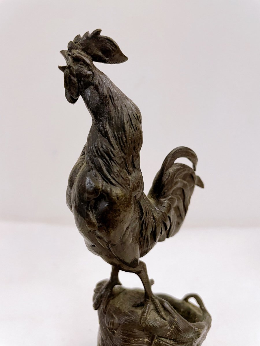 Auguste Cain Rooster Raised On A Basket 19th Century-photo-4