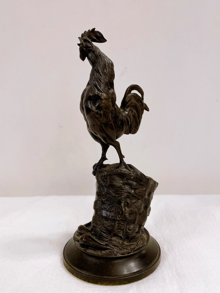 Auguste Cain Rooster Raised On A Basket 19th Century