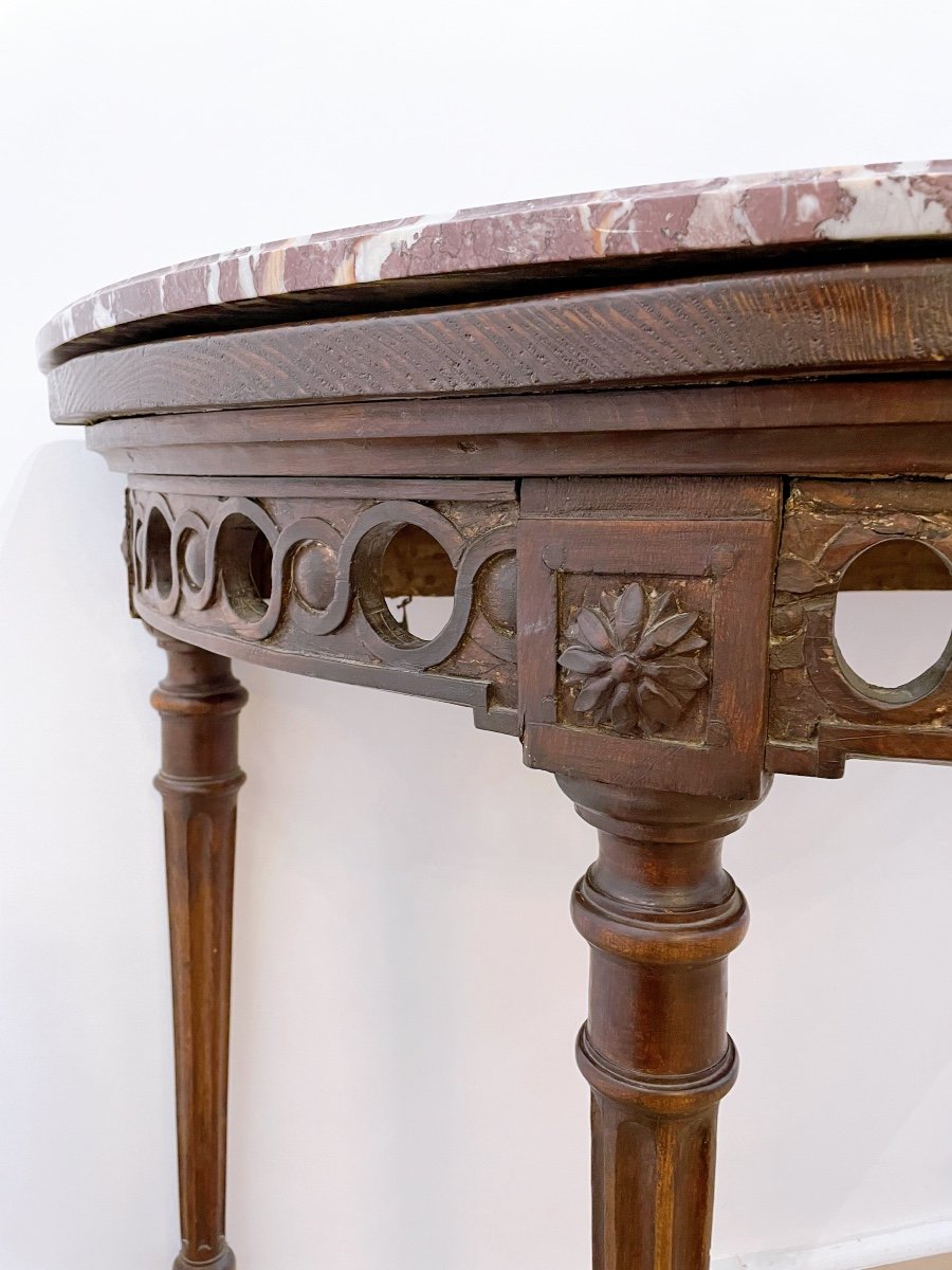 Louis XVI Style Half-moon Wooden Console-photo-2