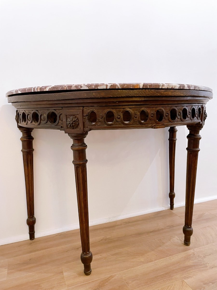 Louis XVI Style Half-moon Wooden Console-photo-3