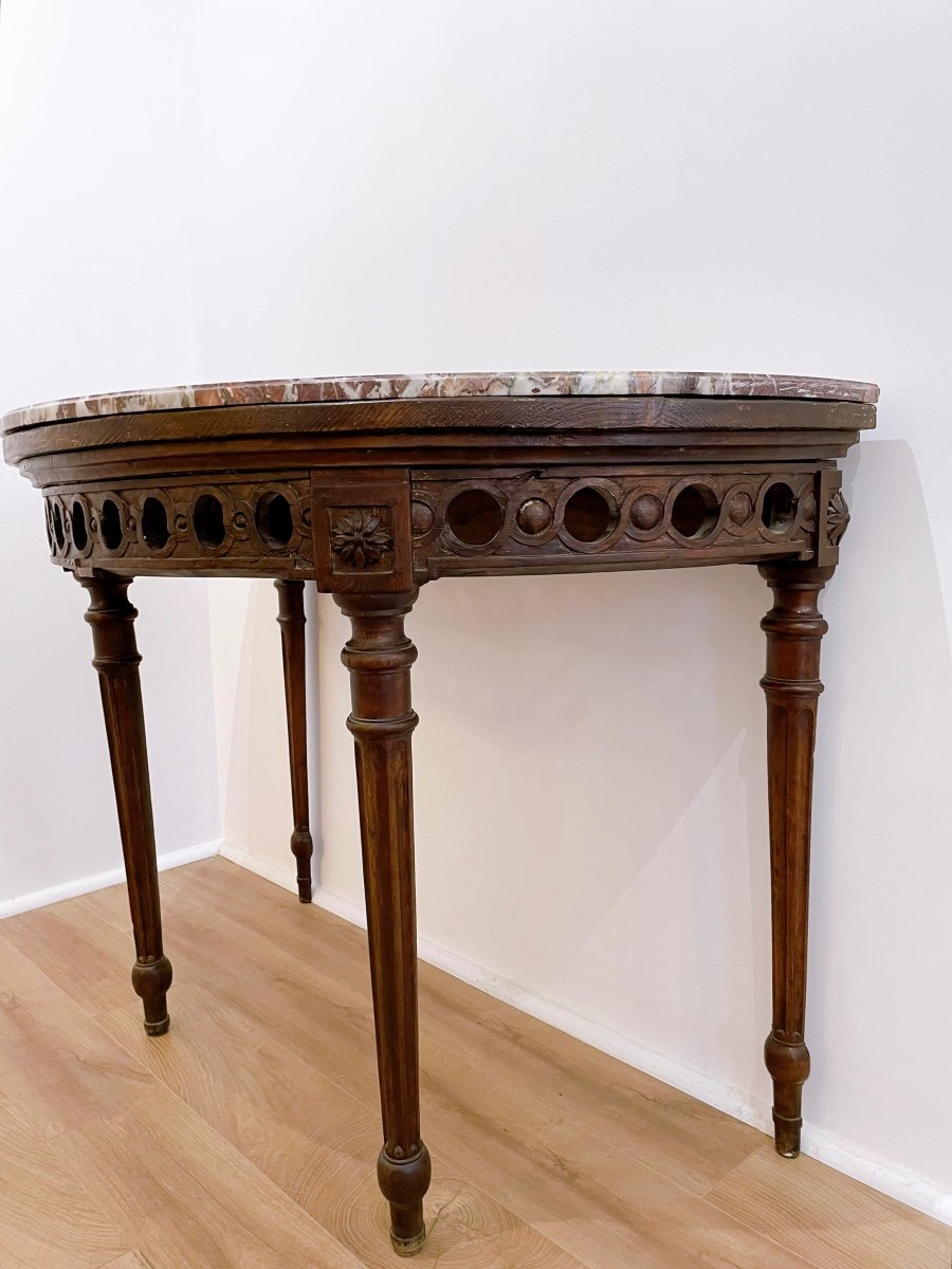 Louis XVI Style Half-moon Wooden Console-photo-1