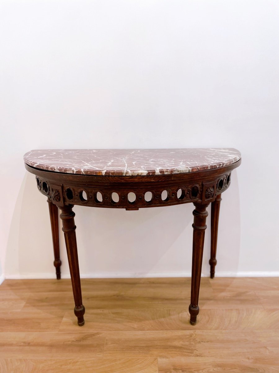 Louis XVI Style Half-moon Wooden Console