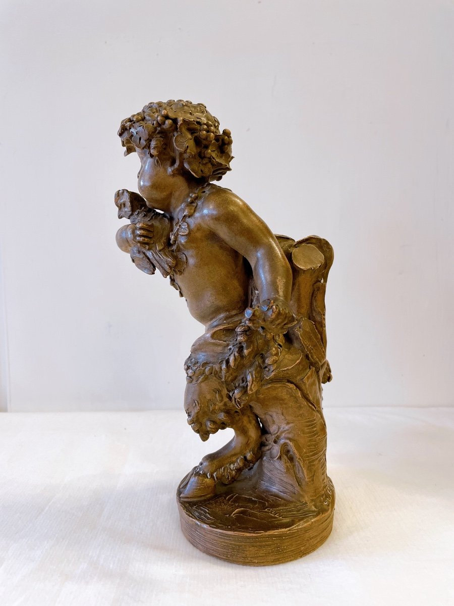 Small Satyr Holding An Owl Signed Clodion-photo-2