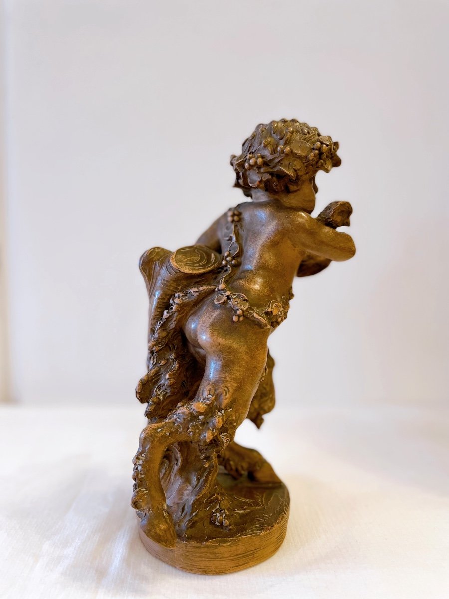 Small Satyr Holding An Owl Signed Clodion-photo-4