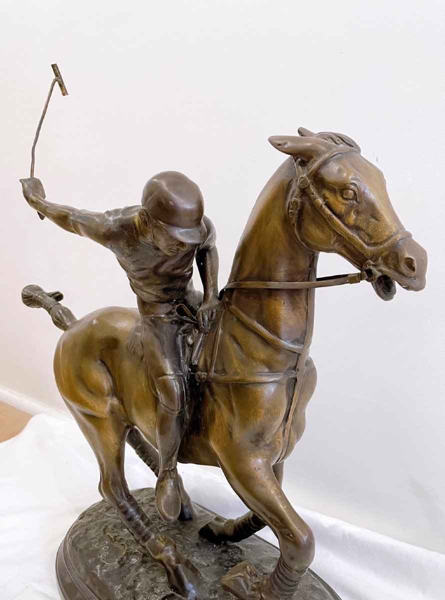 Sculpture De Joueur De Polo En Bronze-photo-2