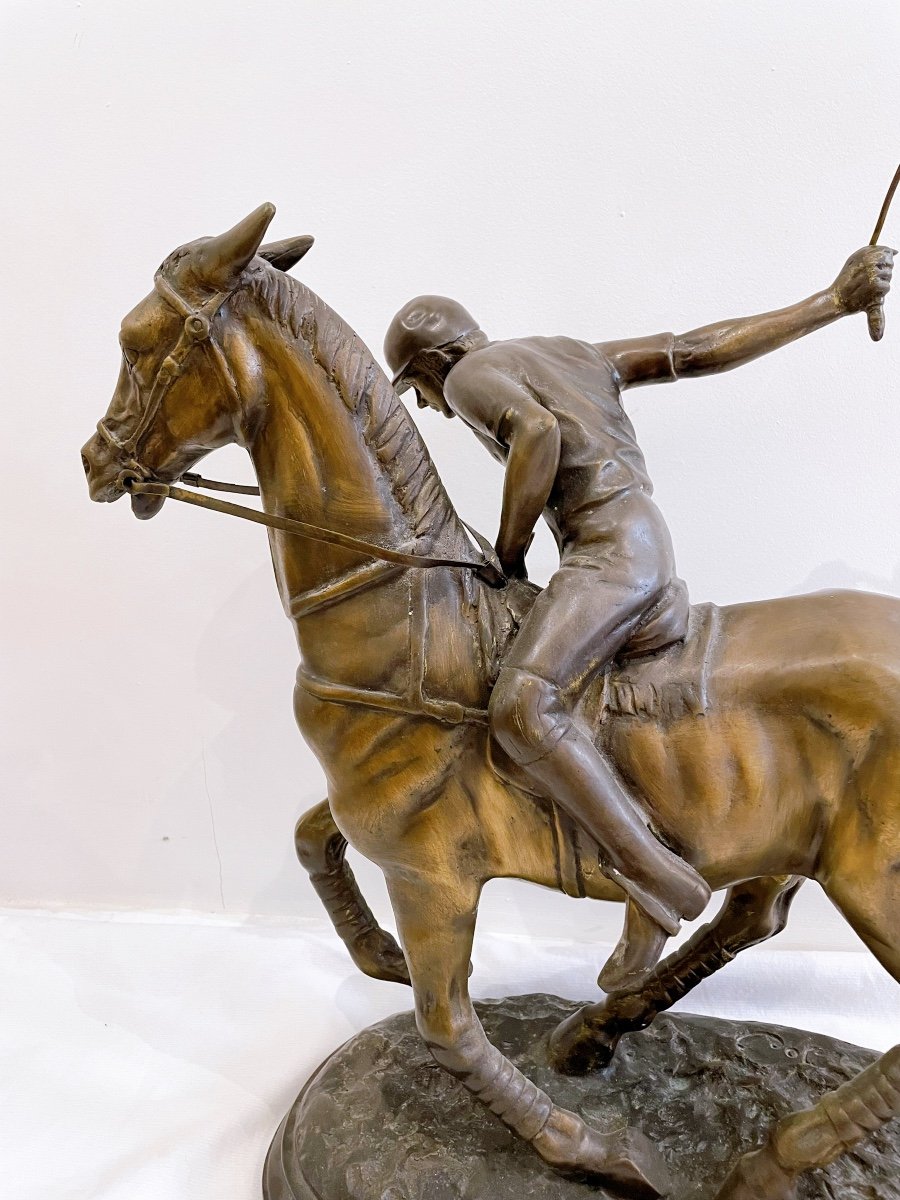 Sculpture De Joueur De Polo En Bronze-photo-3