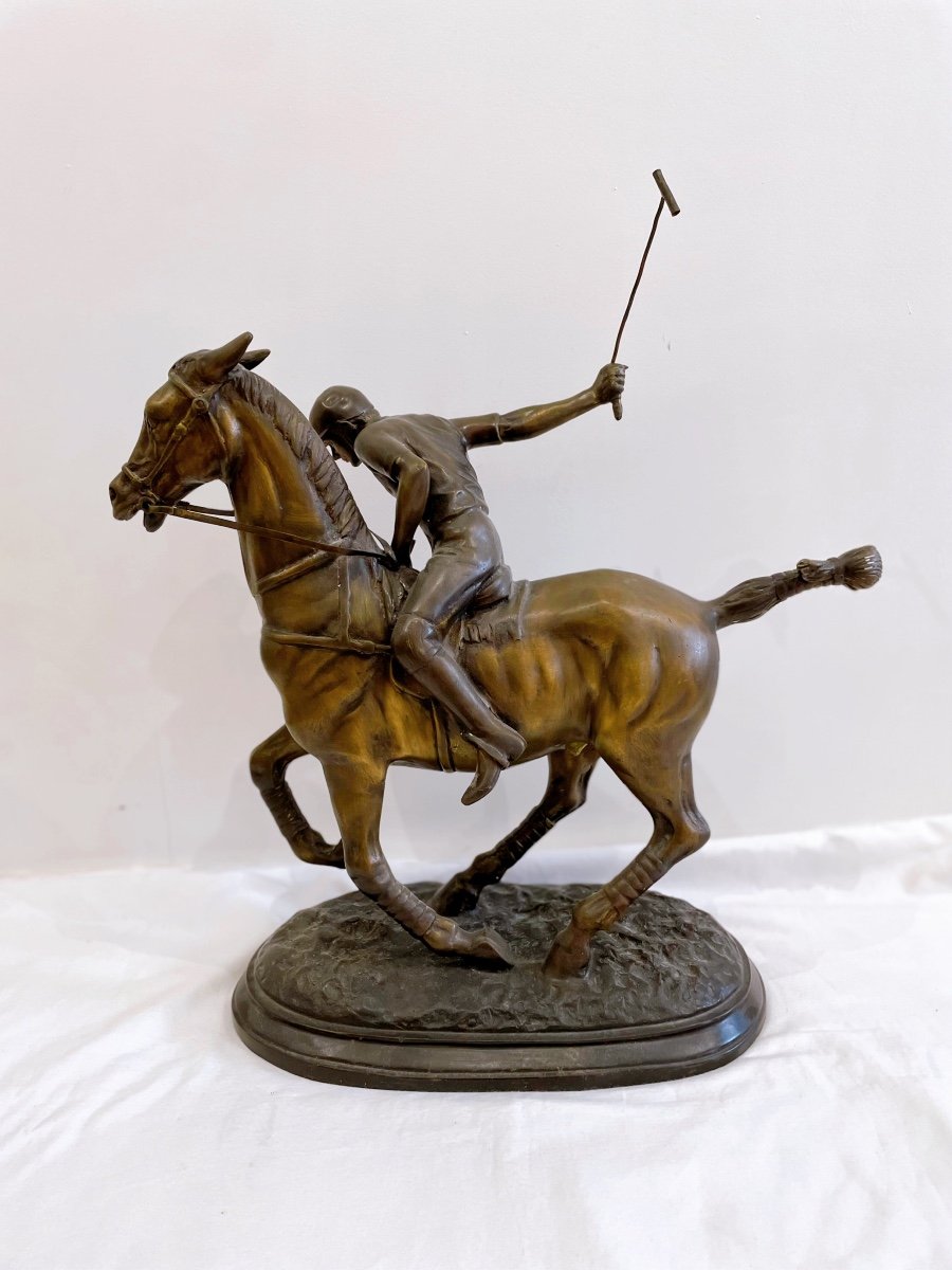 Sculpture De Joueur De Polo En Bronze-photo-4