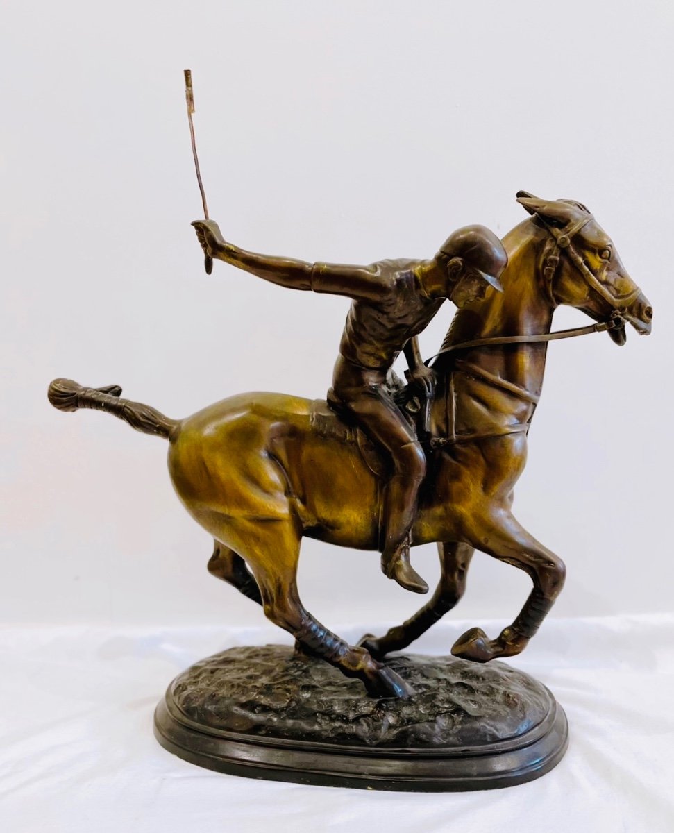 Sculpture De Joueur De Polo En Bronze