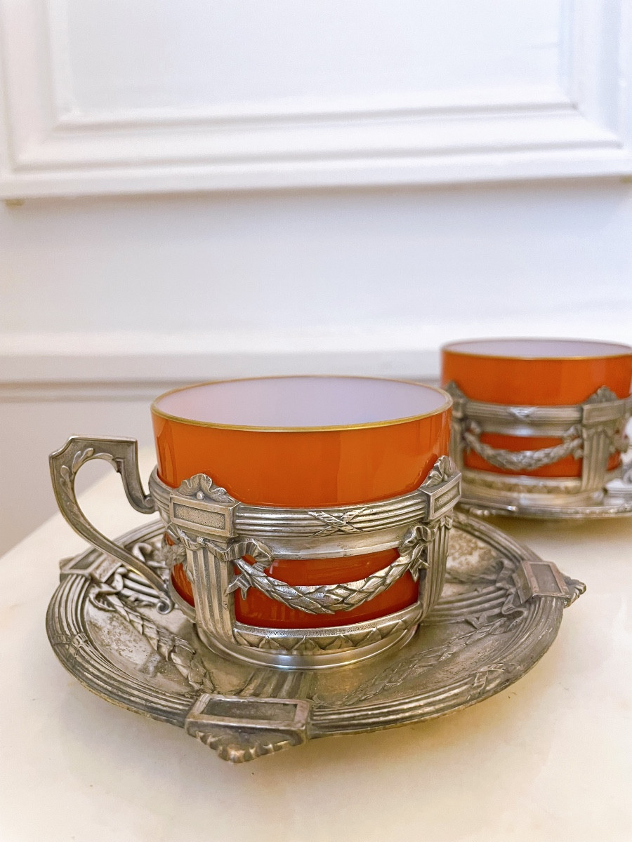 Paire De Tasses En Cristal De Baccarat Gallia 