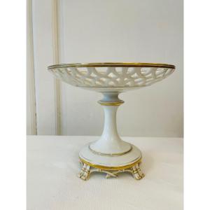 Coupe Ajourée En Porcelaine à Décor Doré Et Bambou 