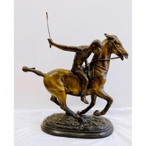 Sculpture De Joueur De Polo En Bronze