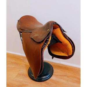 Hermes Signed Saddle Brown Leather 