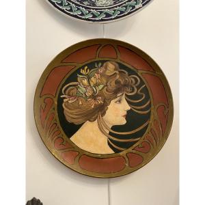 Assiette En Terre Cuite Art Nouveau 