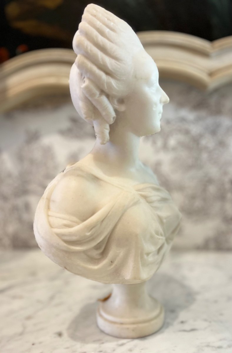 Buste de la comtesse du Barry En Marbre Blanc XIXe Siècle-photo-4