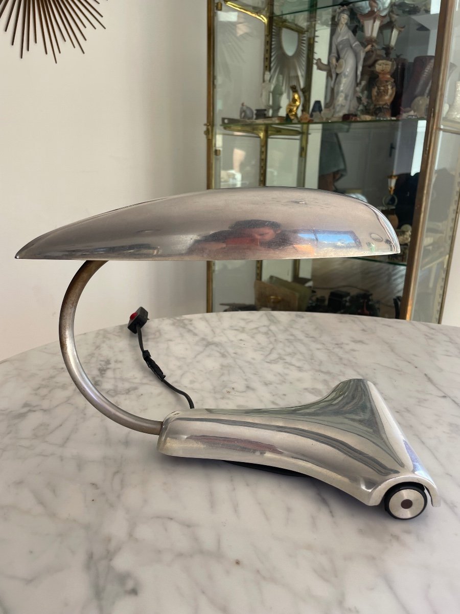 “space Age” Desk Lamp In Cast Aluminum. Around 1970-photo-3