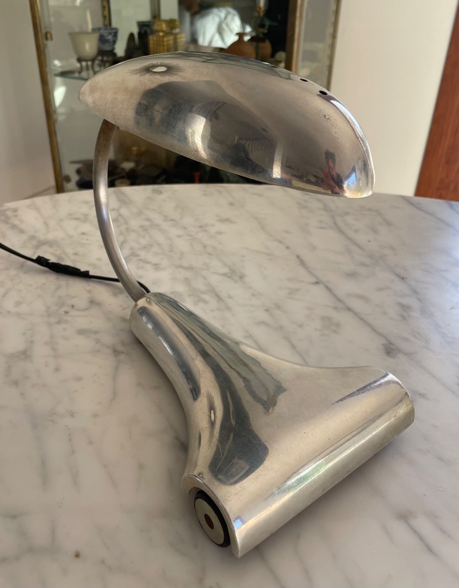 “space Age” Desk Lamp In Cast Aluminum. Around 1970-photo-1