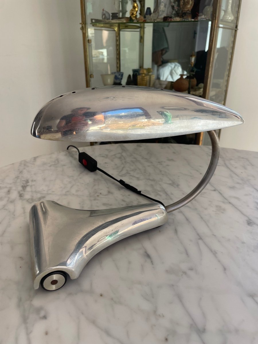 “space Age” Desk Lamp In Cast Aluminum. Around 1970-photo-2