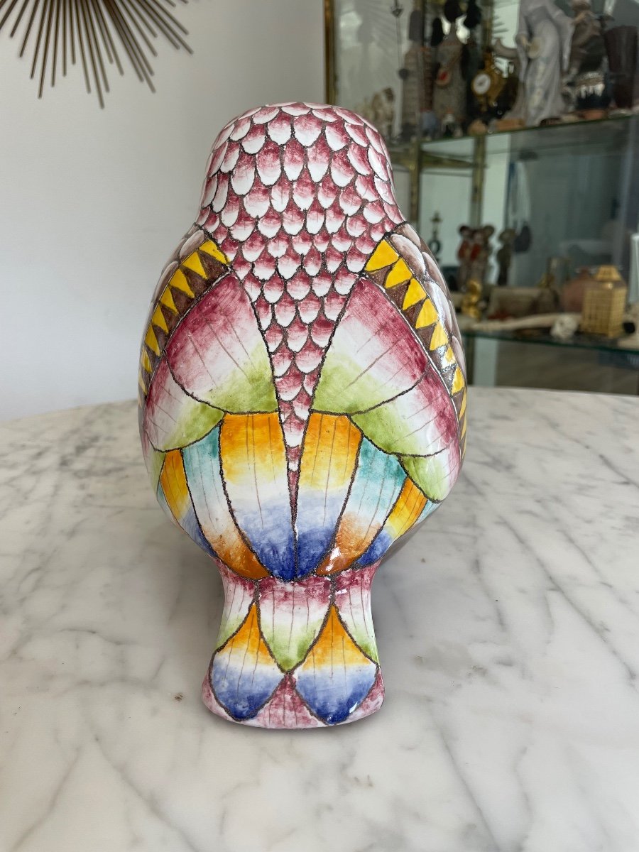 "romano Innocenti" Multicolored Ceramic Owl -photo-3